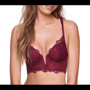 BRAND NEW, Pink Victoria Secret Maroon Date Push-Up Bralette, Medium